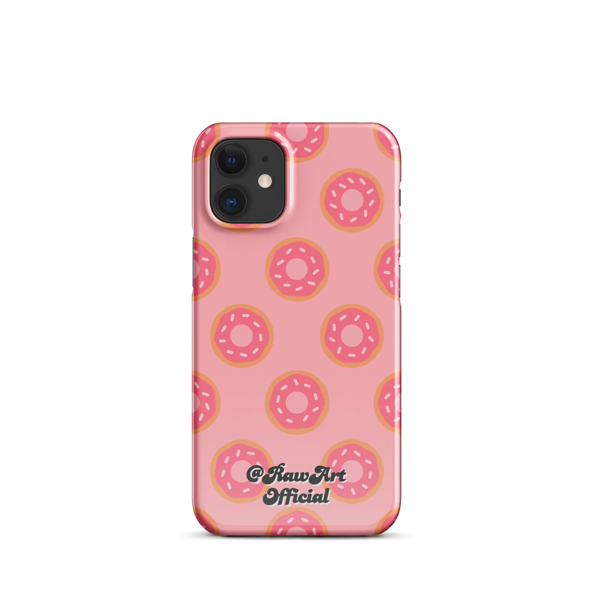 Pink iPhone case with frosted donut sprinkle pattern, retro fun design.