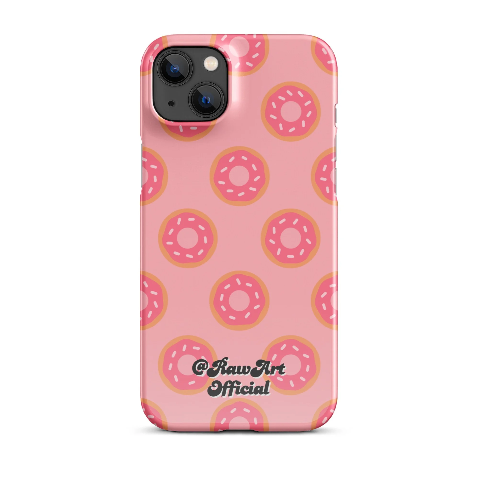 Pink iPhone case with frosted donut sprinkle pattern, retro fun design.