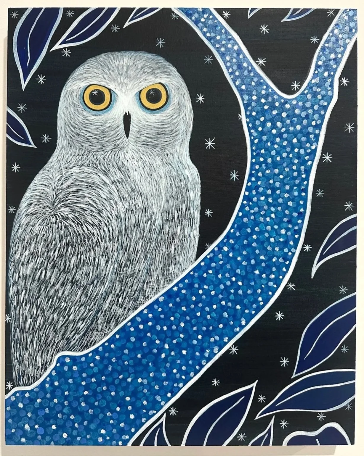 Caris Reid "The Messenger" 2024, acrylic on wood panel, 20" x 16"