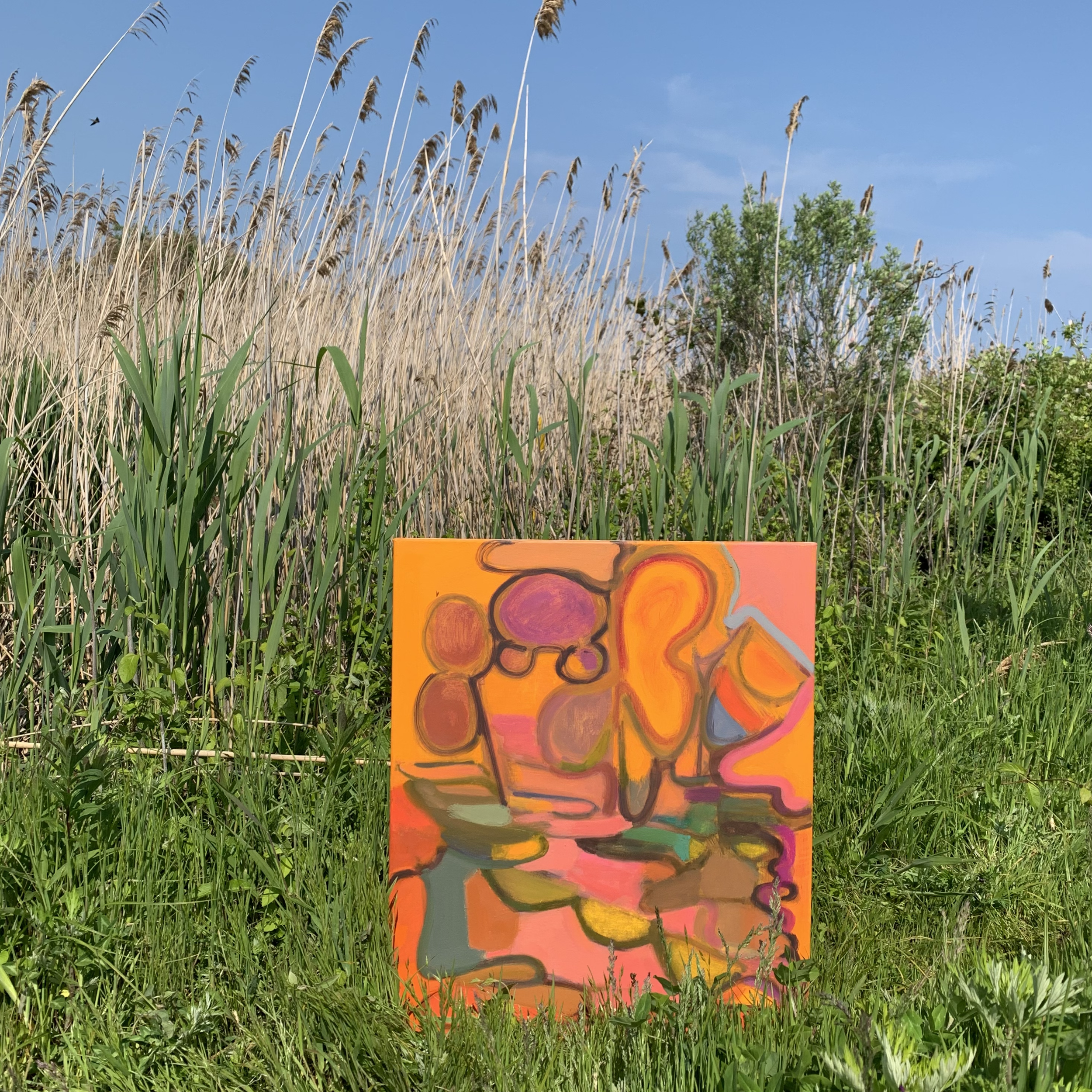 Elizabeth Hazan "Field 132" 2023, oil and pastel on canvas, 24" x 20" in Sagaponack, NY