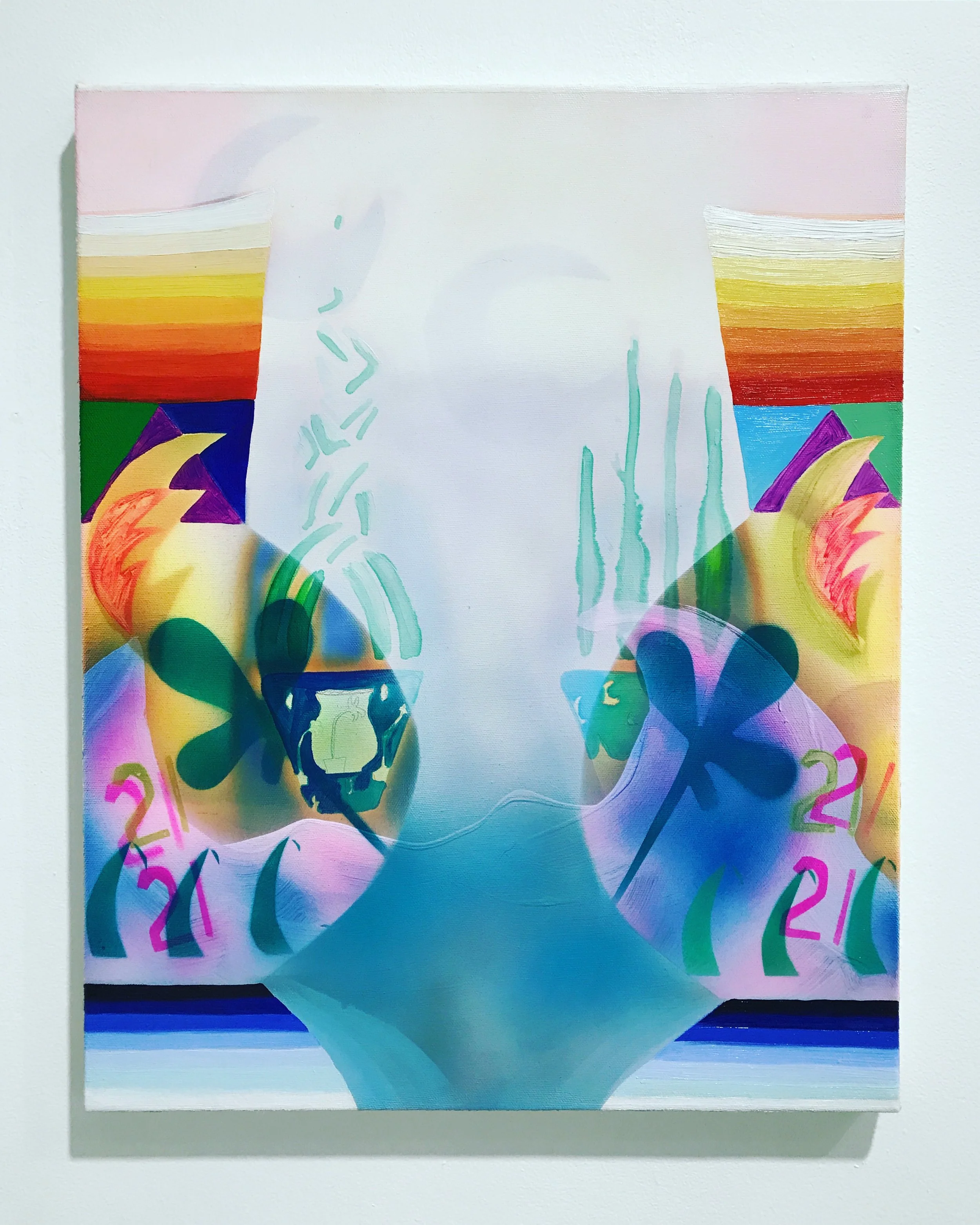 Catherine Haggarty "21 x 2" 2018, oil paint, fluid acrylic on canvas, 20” x 16”
