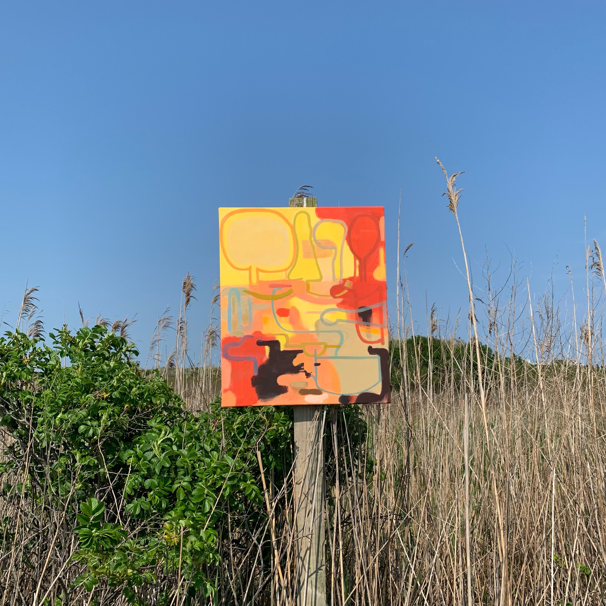 Elizabeth Hazan "Field 90" 2020, oil on canvas, 24" x 20" in Sagaponack, NY