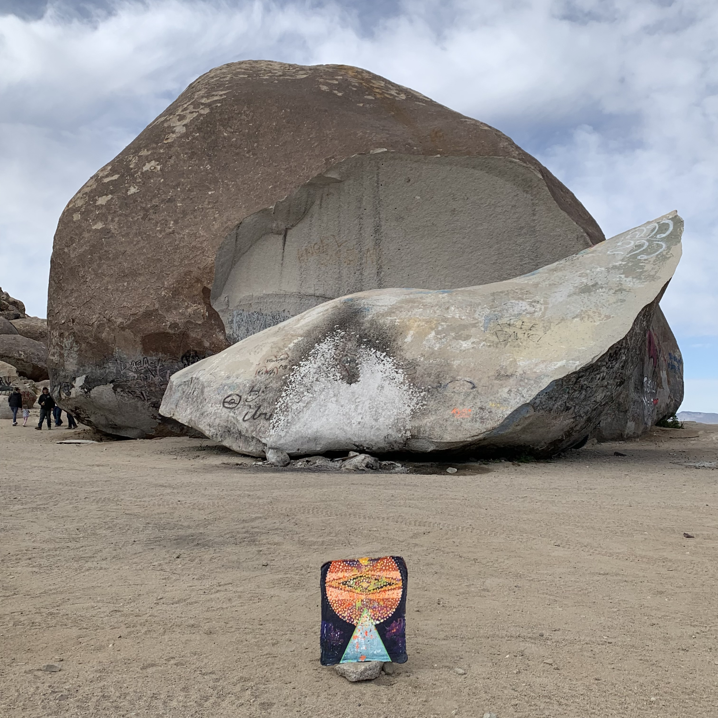 Jason Rohlf "Observant" 2016-22, acrylic on muslin shop rag, 15" x 13" at Giant Rock