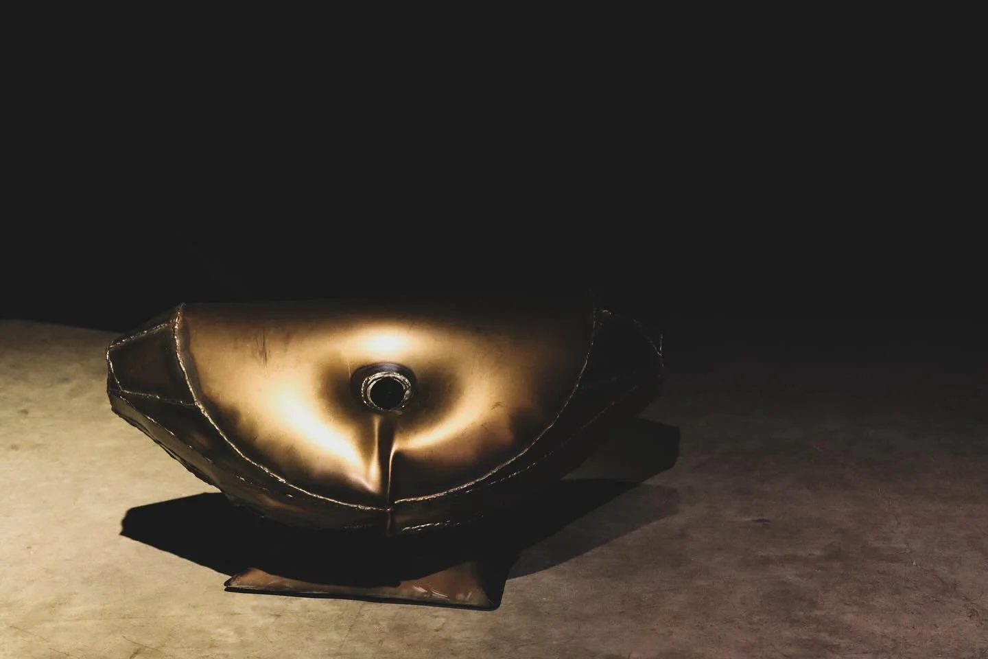 Otto
.
From the Spatial Recognition series;
Otto, short for &ldquo;ottoman&rdquo; is a sculptural foot rest made of hydroformed sheet metal. It has a pipe that runs all the way through to the bottom of the piece. Inspired by a traditional upholstered