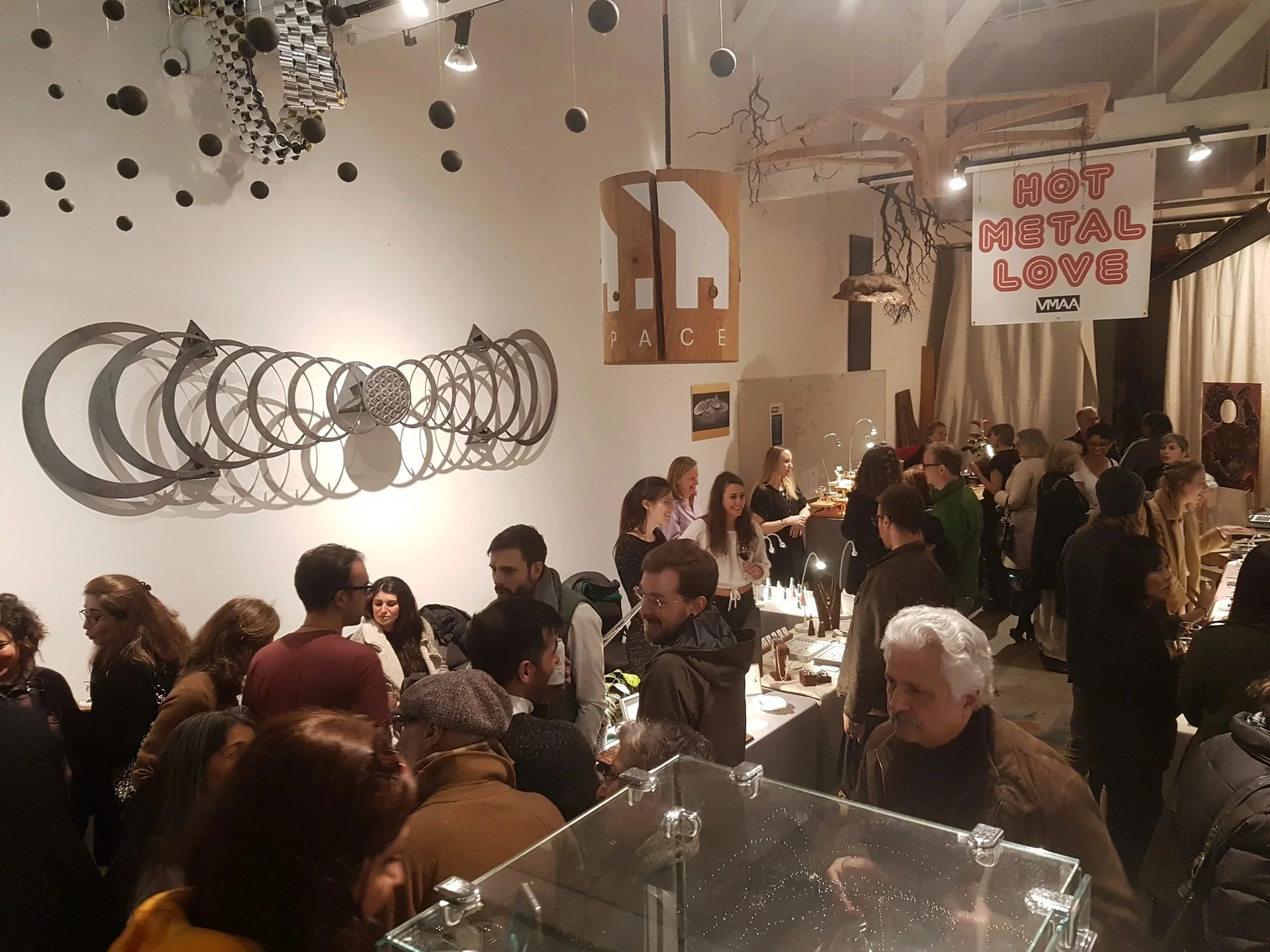 Public art steel wall installation activated during the Hot Metal Love exhibition at SPACE Studio in Vancouver, BC.