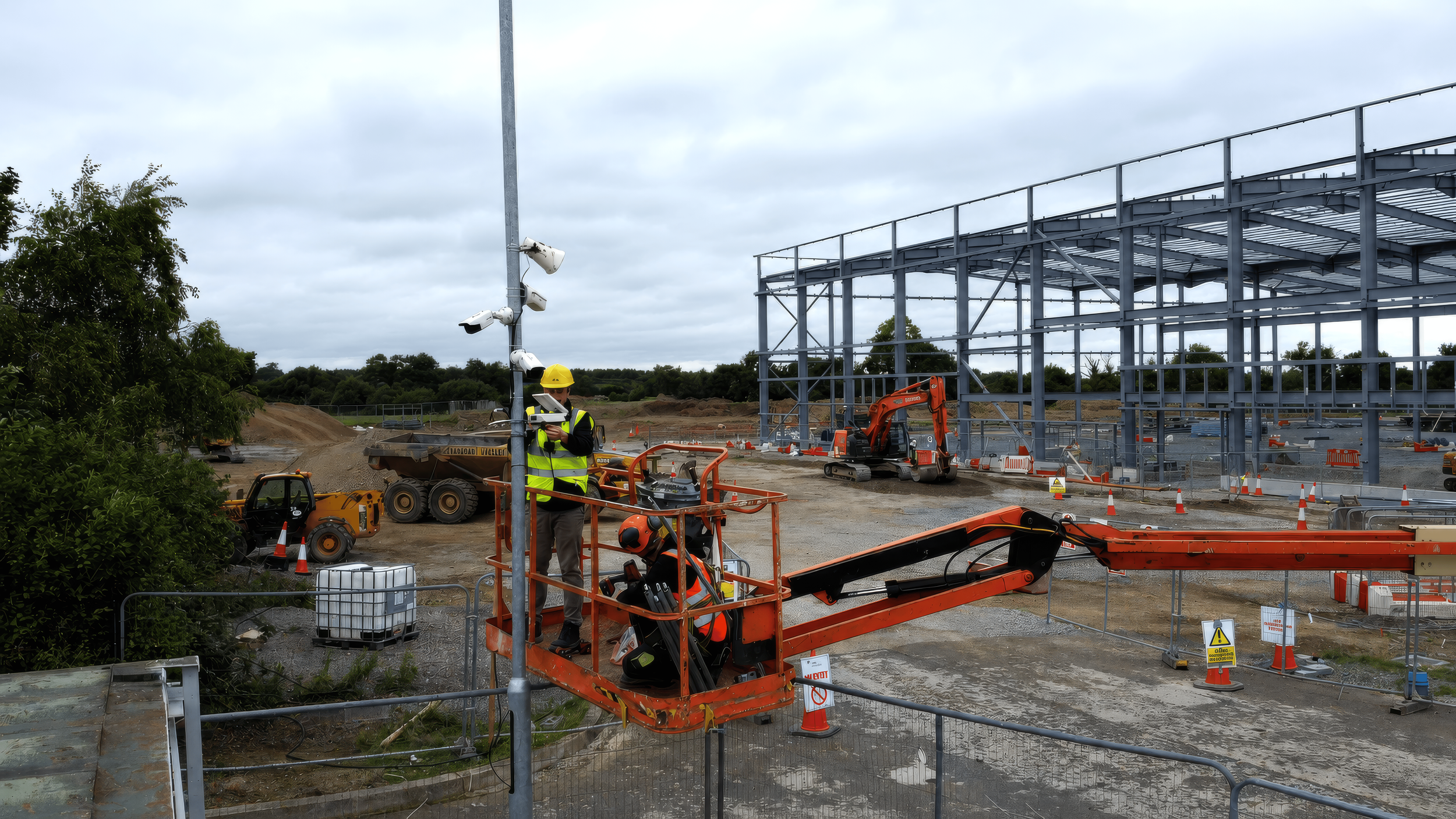 Construction site cameras and time-lapse camera system installed for project progress monitoring