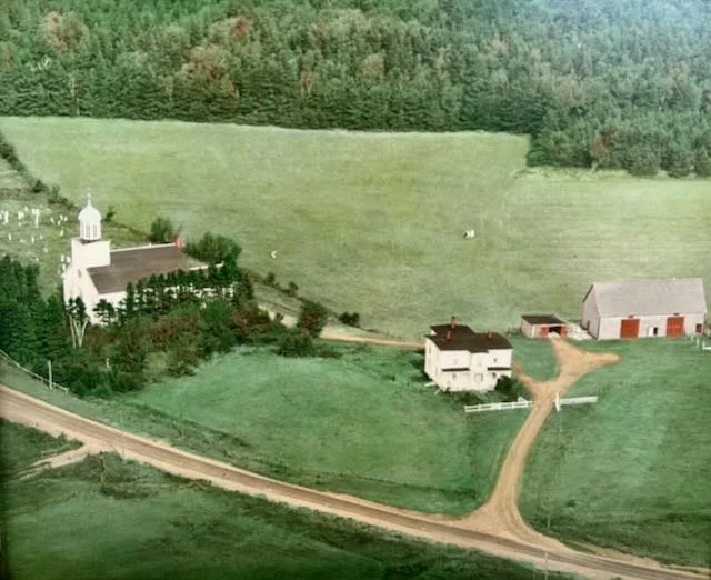 Aerial view of Broad Cove Scottish Concert grounds before the erection of stage (early 1950s)