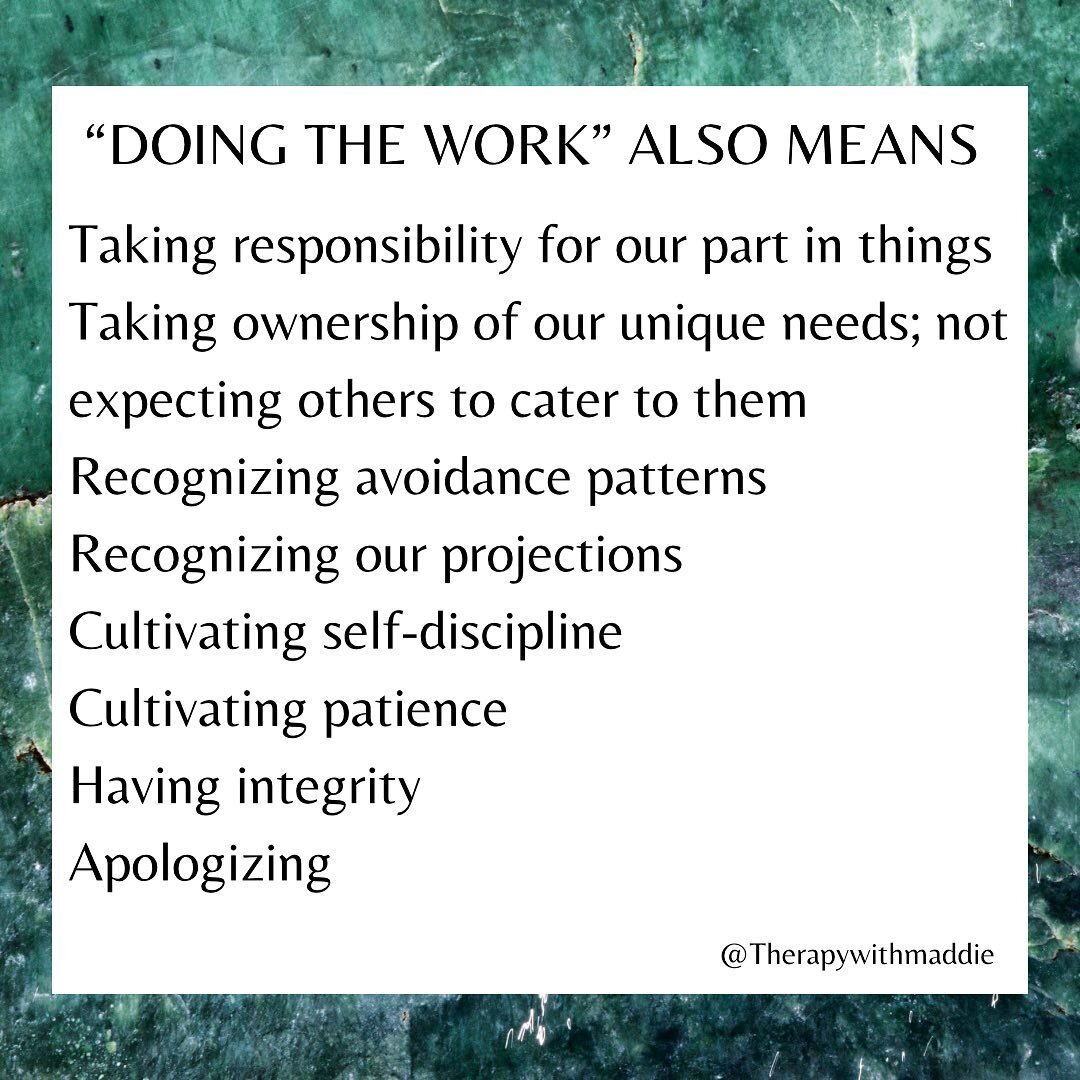 What does &ldquo;doing the work&rdquo; actually mean?
.
We talk a lot about healing your trauma, inner child work, nervous system regulation, boundaries,etc. and, listen, I&rsquo;m here for it. Those things are important parts of &ldquo;the work&rdqu