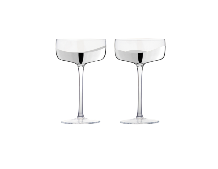 Silver Champagne Glass Set 2