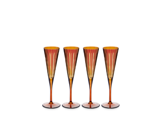 Amber Champagne Flute Set 4