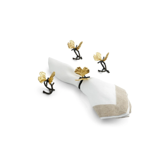 Butterfly Ginkgo Napking Ring Set 4