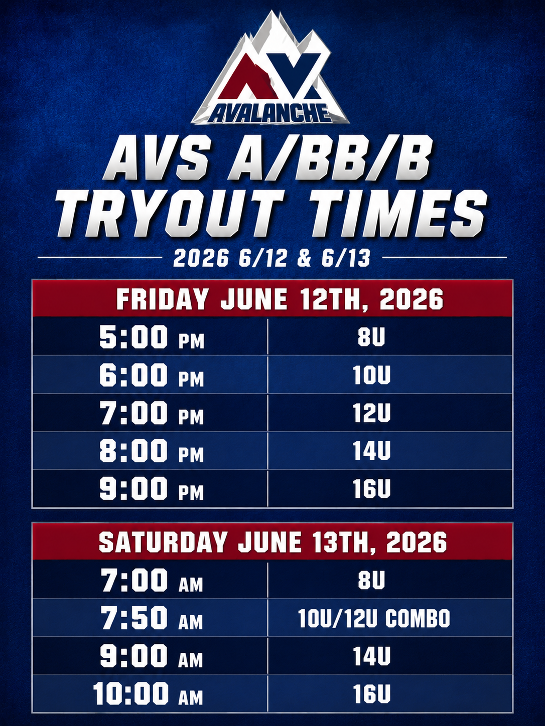 A/BB/B Tryout Registration