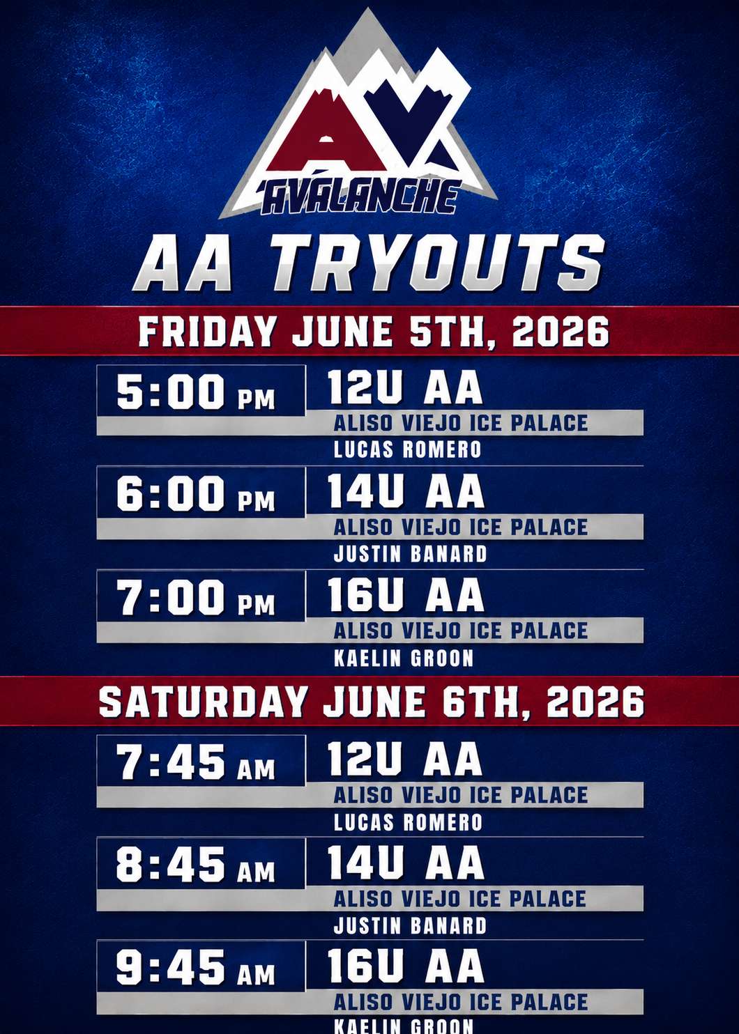 AA Tryout Registration