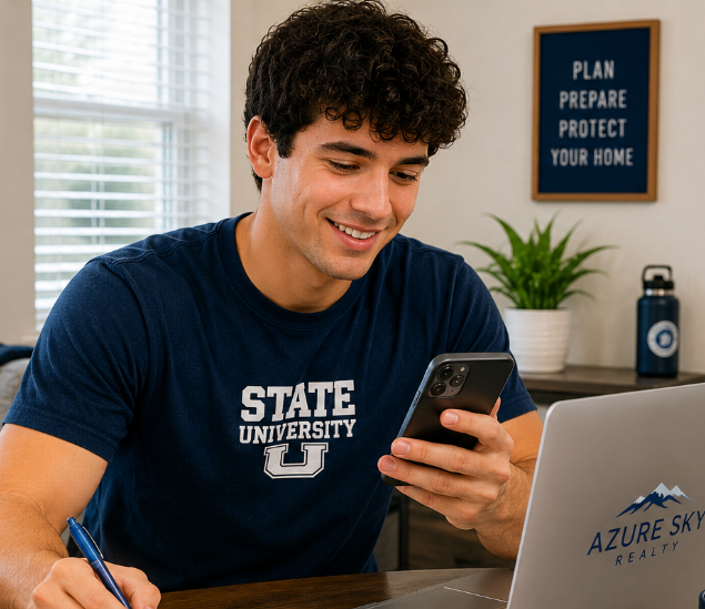 Resident submitting a maintenance request through Property Meld using a smartphone to report a repair issue and communicate with property management.