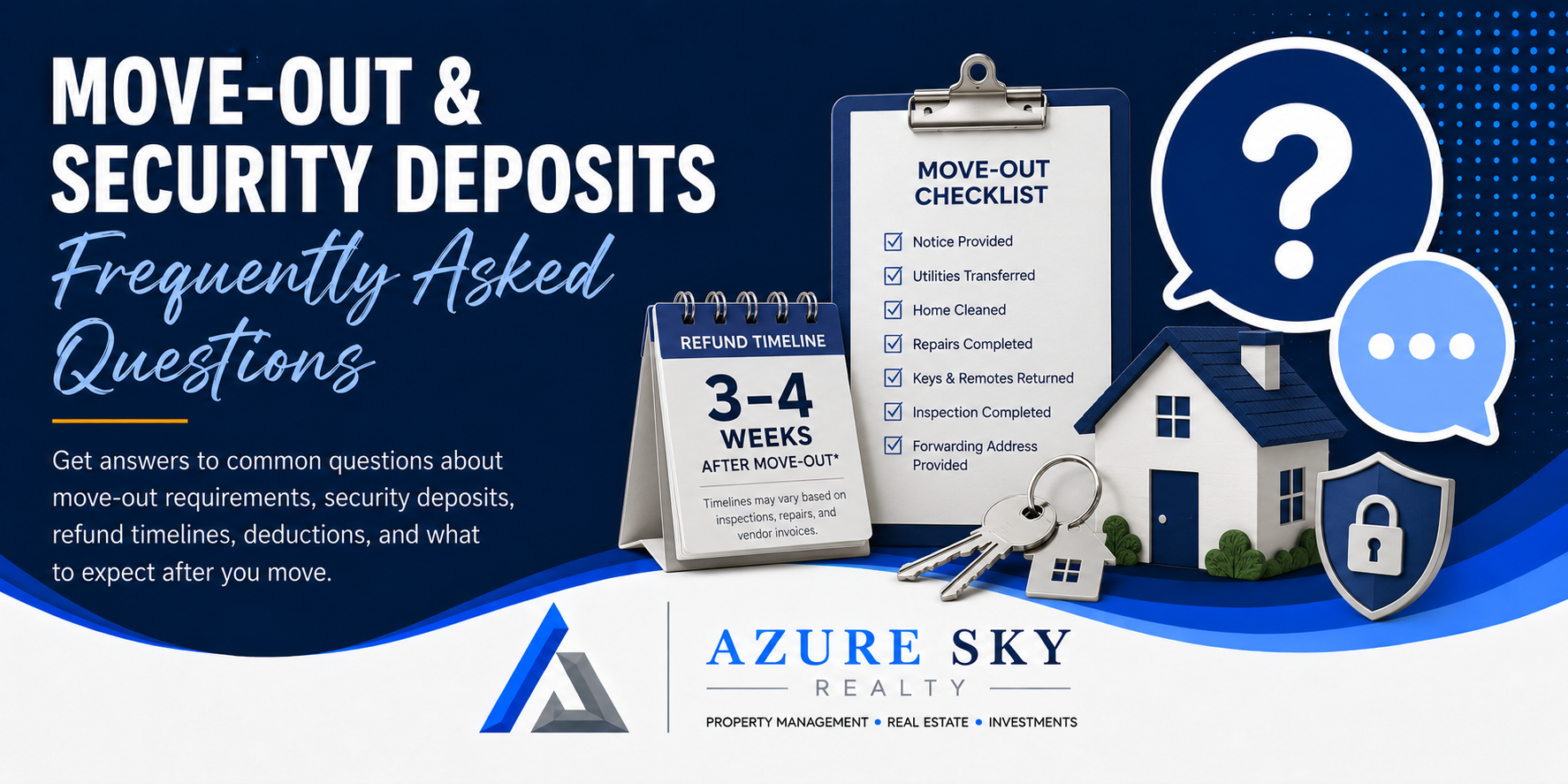 Frequently asked questions about move-out procedures, security deposits, inspections, and refund timelines.