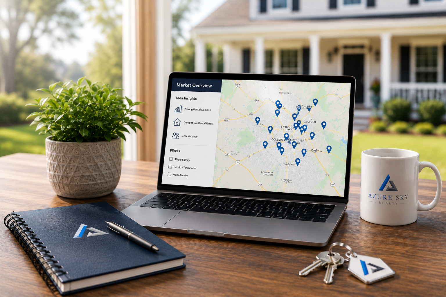 Rental property analysis process showing market research, comparable rentals, neighborhood evaluation, and property-specific review.