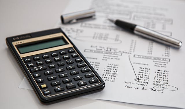 calculator and accounting documents