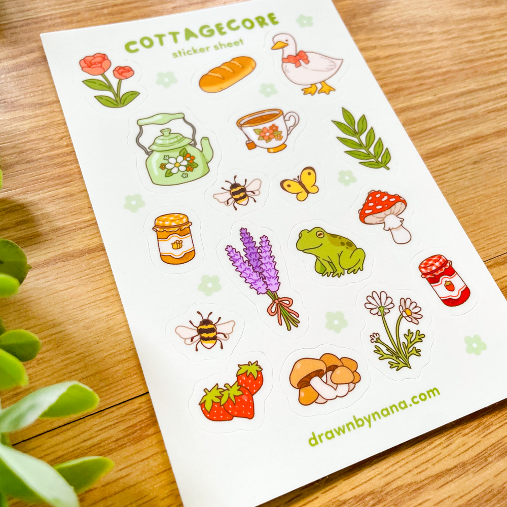 Cottagecore Sticker Sheet — Drawn by Nana