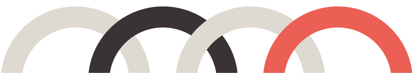 Trois cercles concentriques de couleurs différentes (noir, blanc cassé, rouge) superposés sur fond noir.