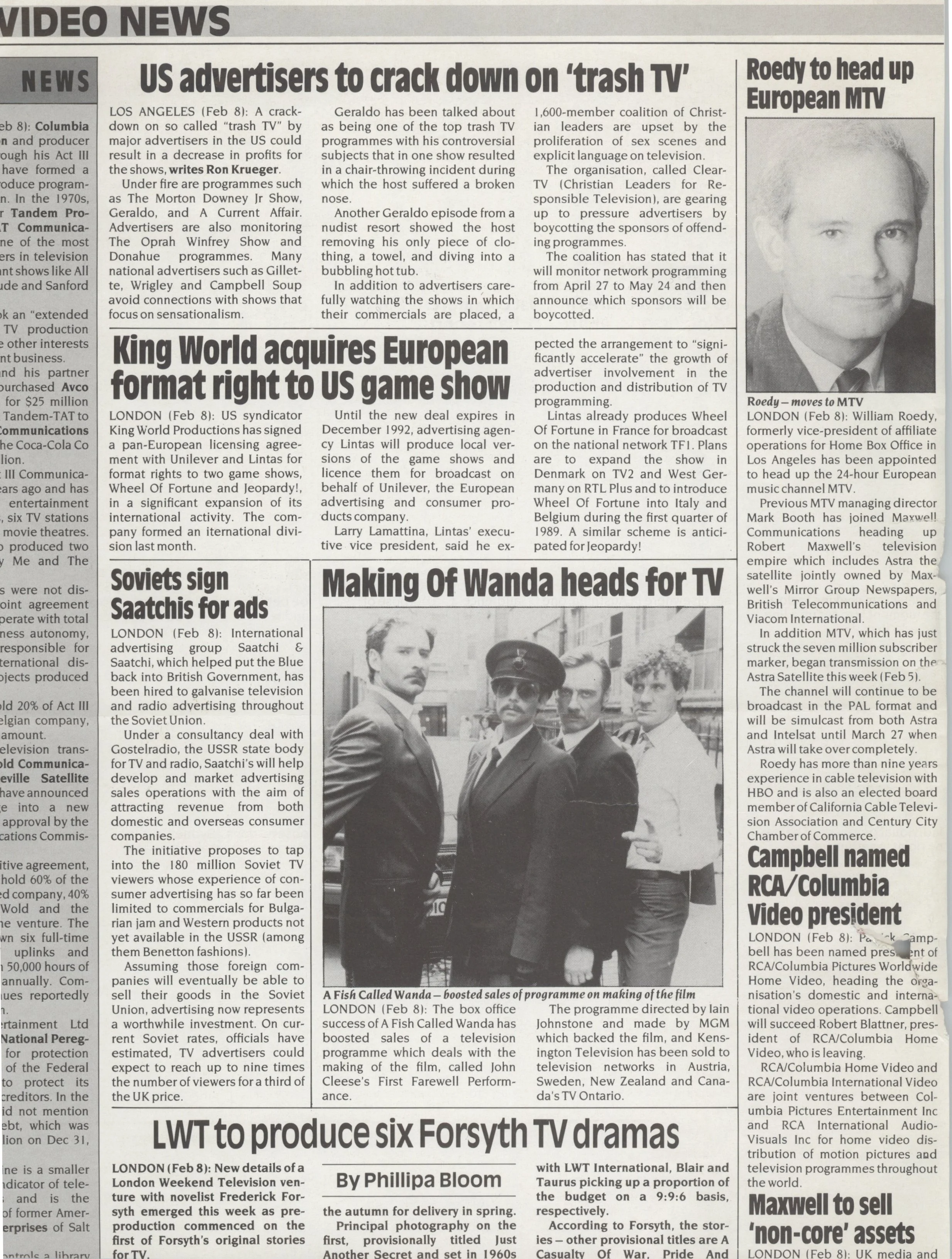 Roedy to head up European MTV (Video News, UK)