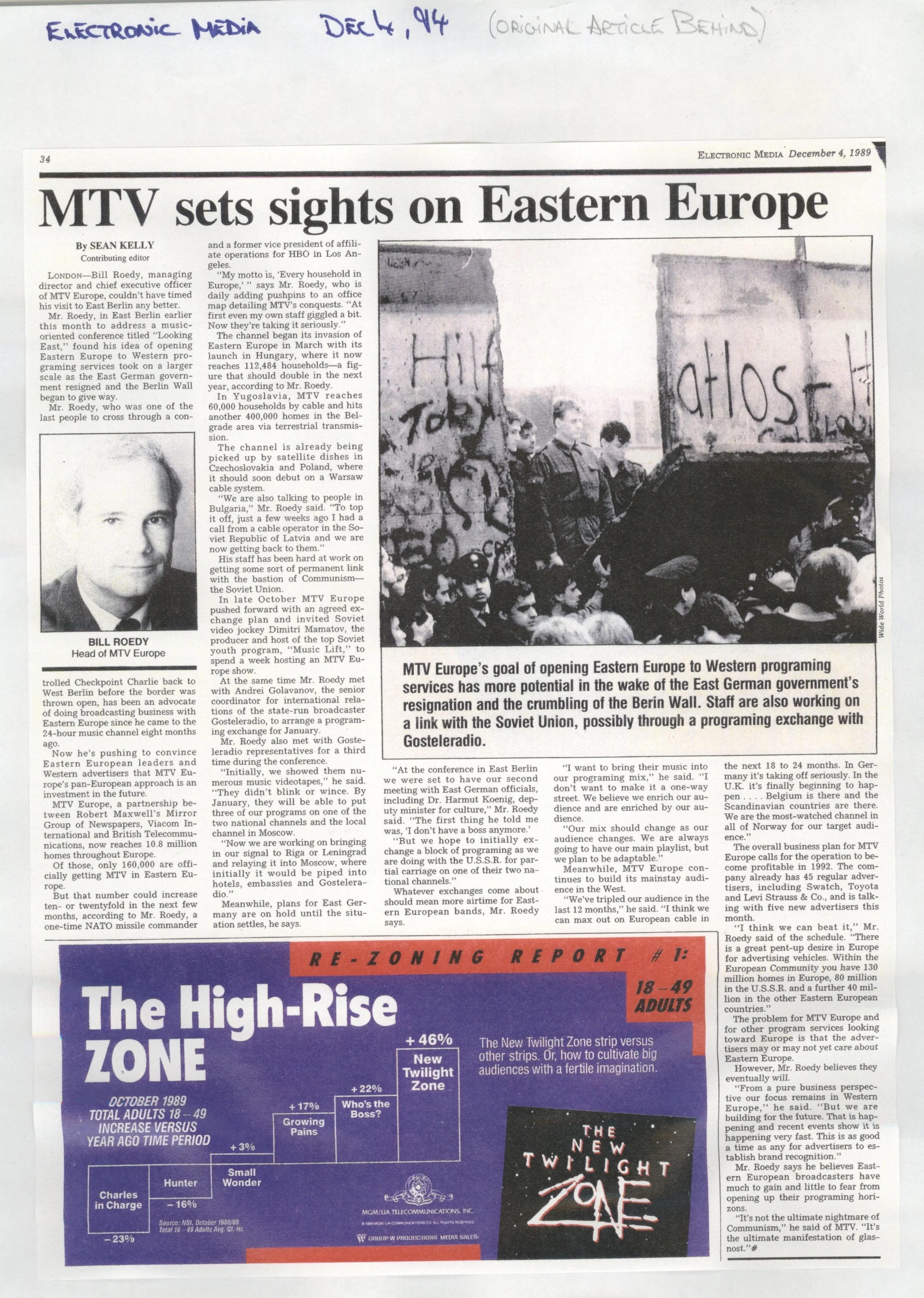 MTV sets sights on Eastern Europe (Electronic Media)