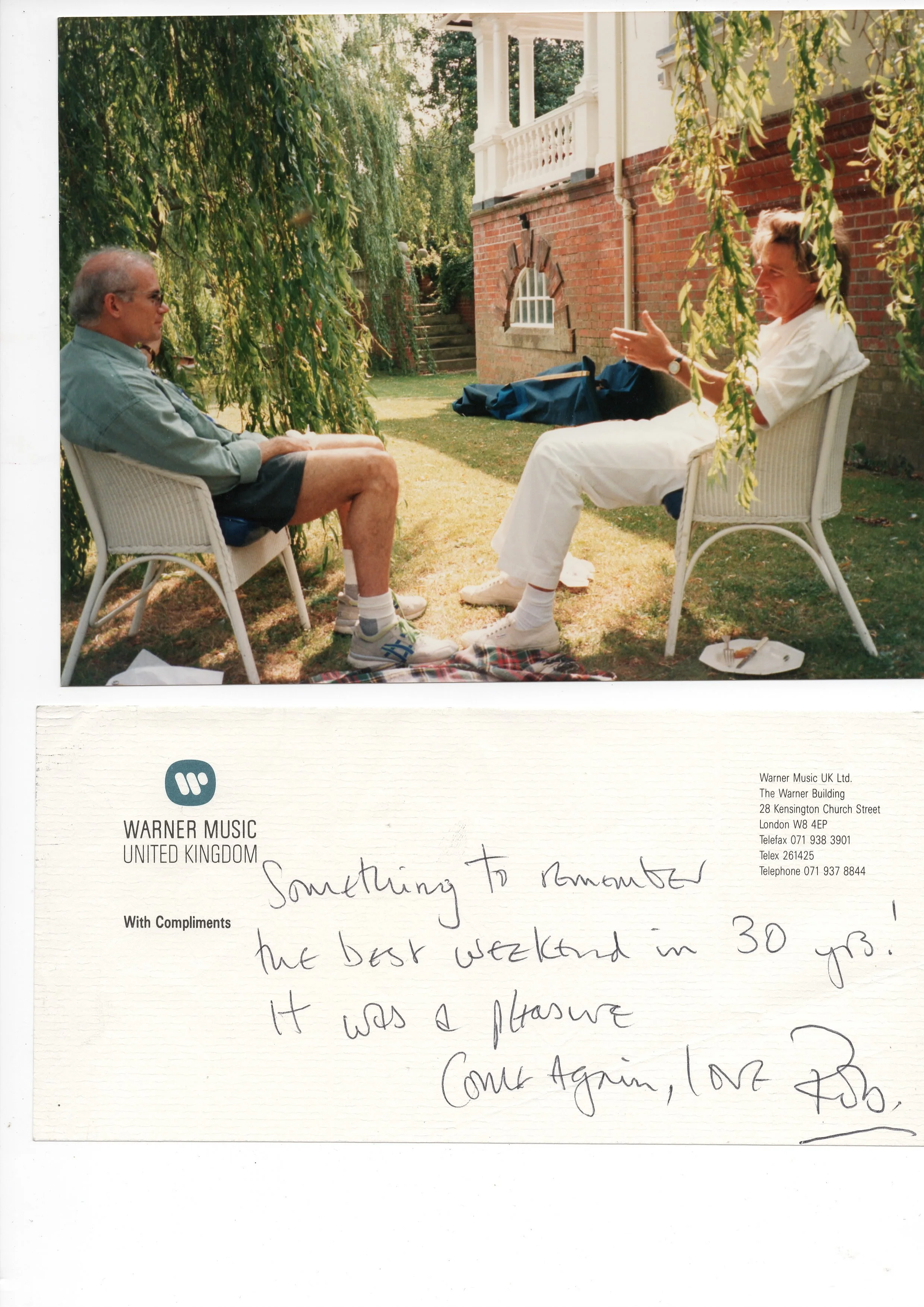 a weekend spent with Rod Stewart at Rob Dickin's house