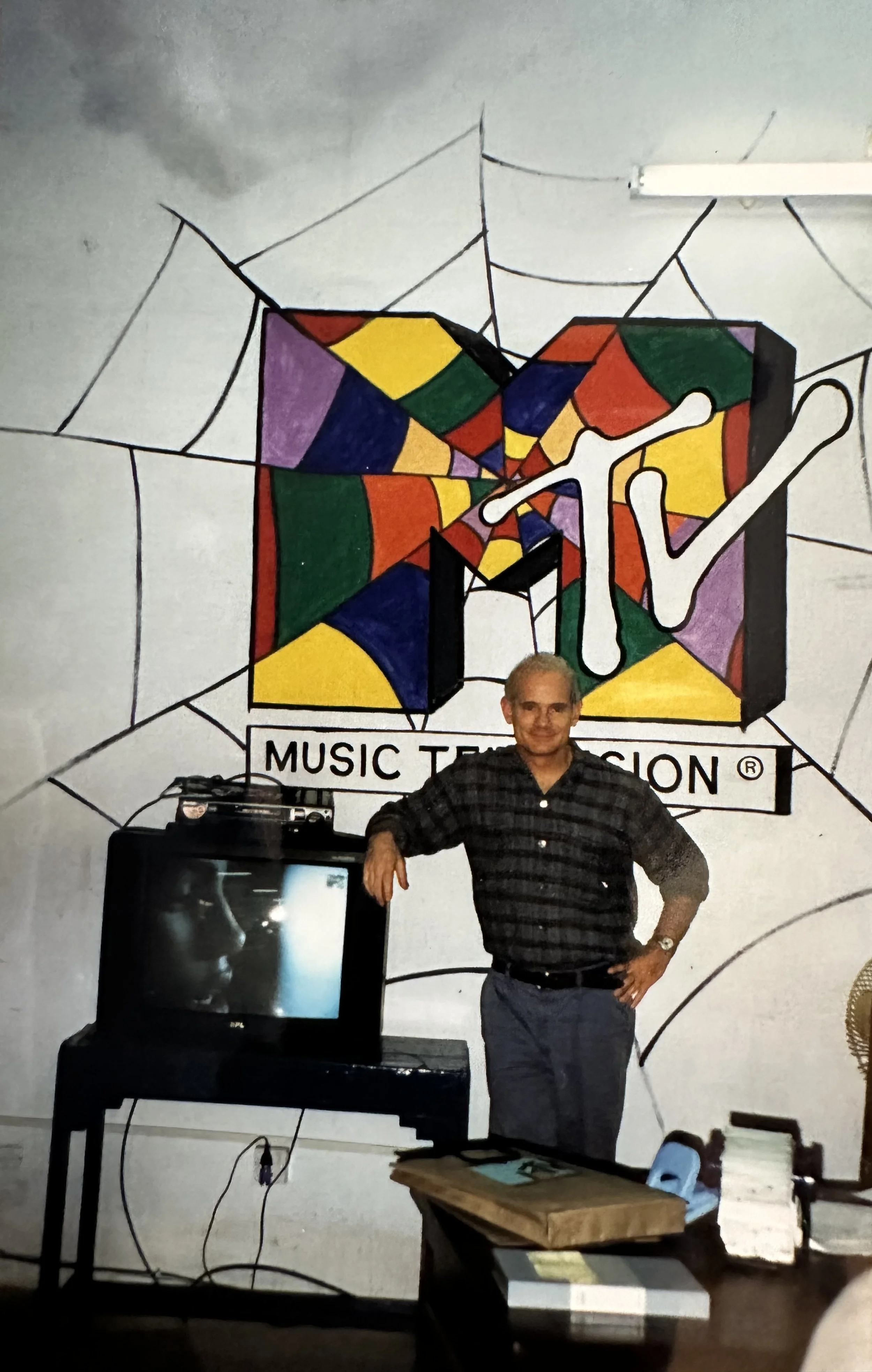 Bill in the first MTV HQ - a small office in Camden