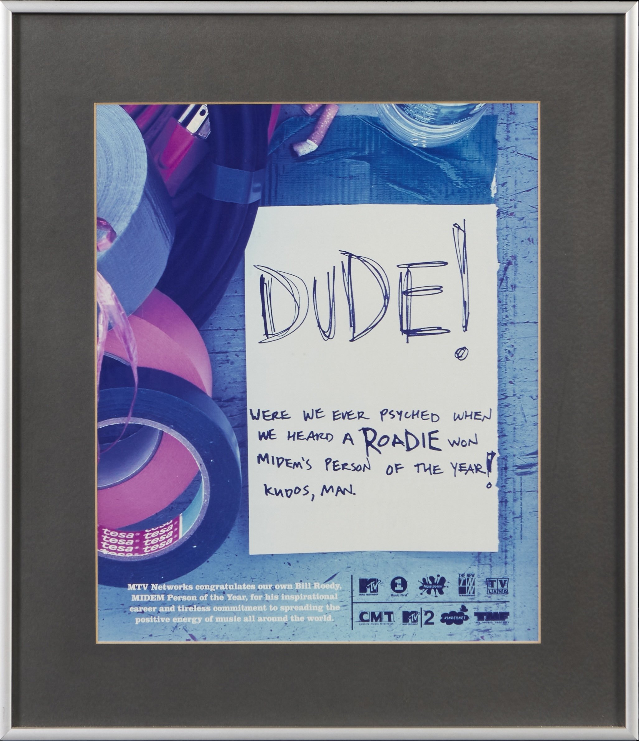 Congrats message from the network when Bill received Midem's 2003 Man of the Year award.