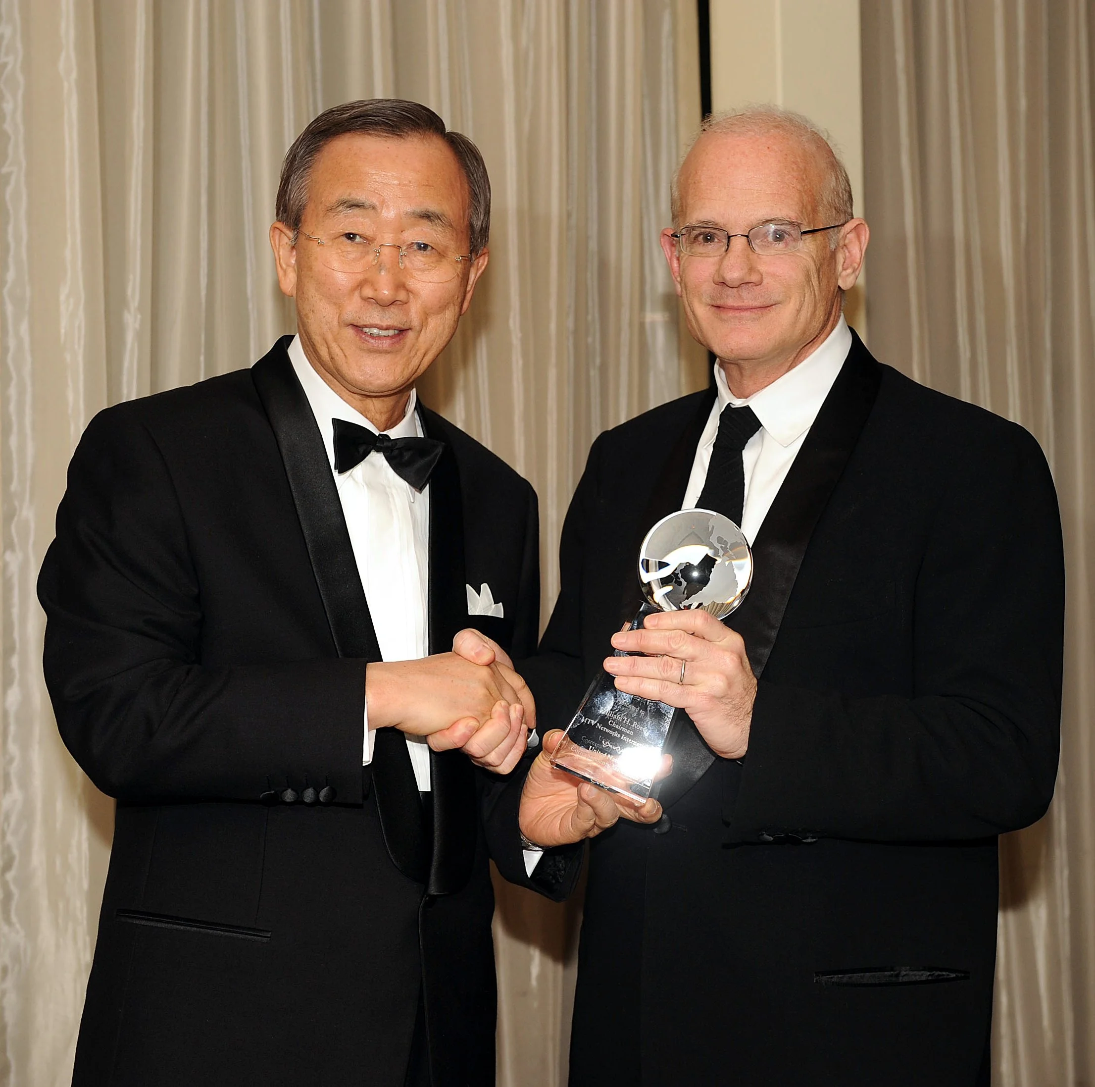 Accepting the UNCA's Global Citizen of the Year award from then Secretary General of the UN Ban Ki-moon