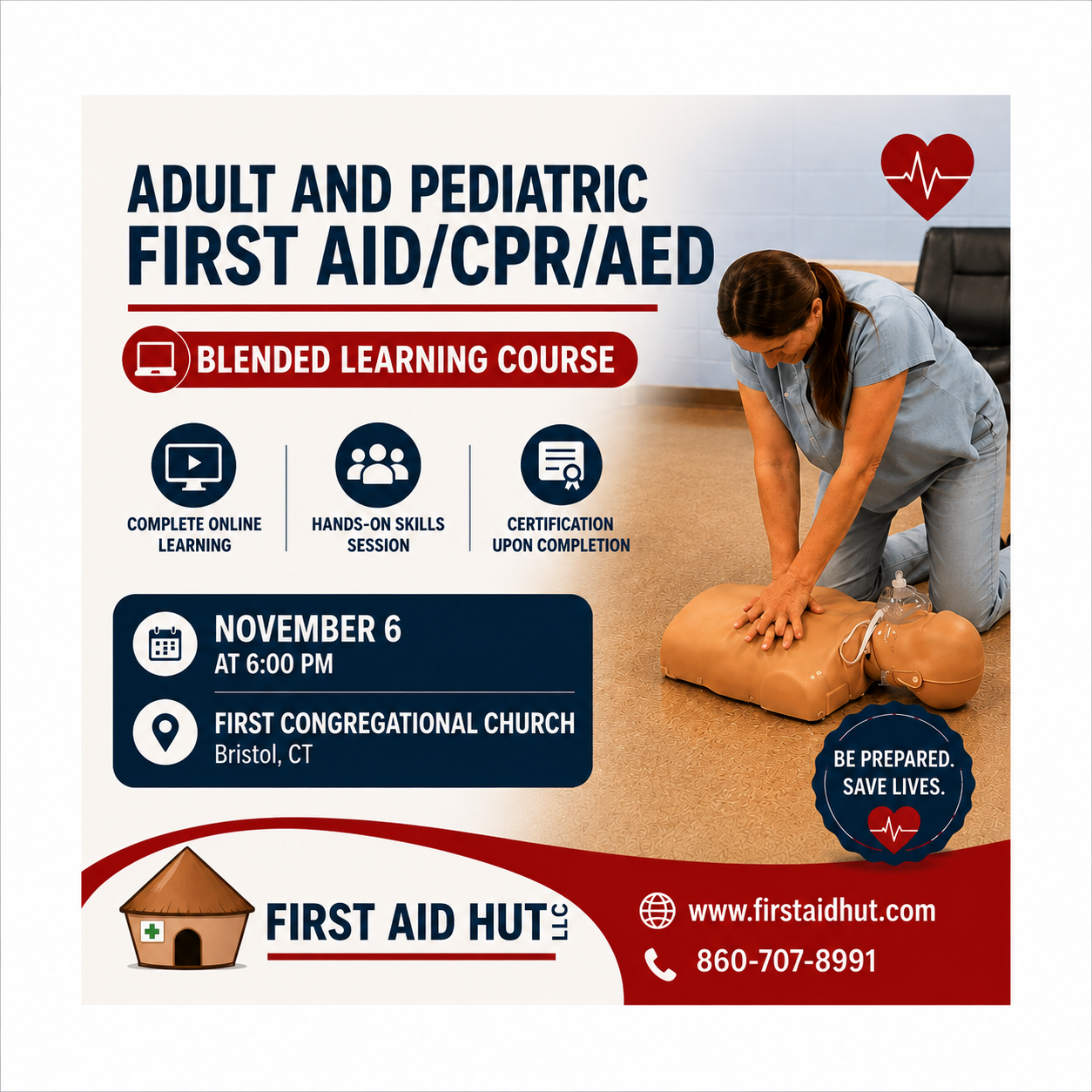 Adult and Pediatric First Aid/CPR/AED Blended Learning November 6, 2026