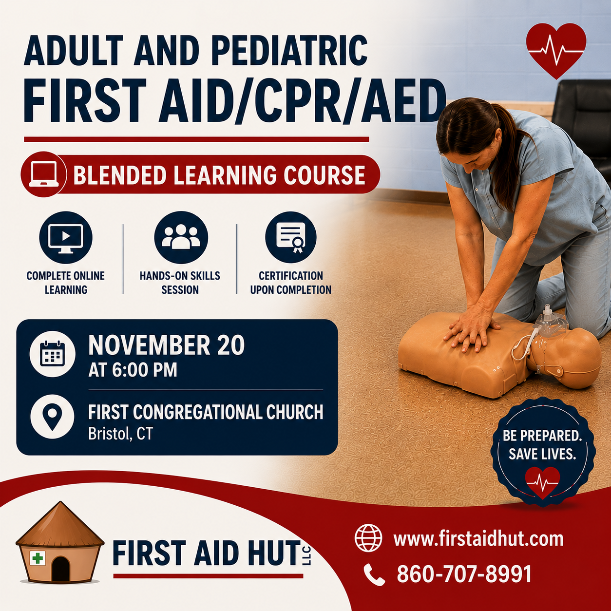 Adult and Pediatric First Aid/CPR/AED Blended Learning Course - November 20, 2026