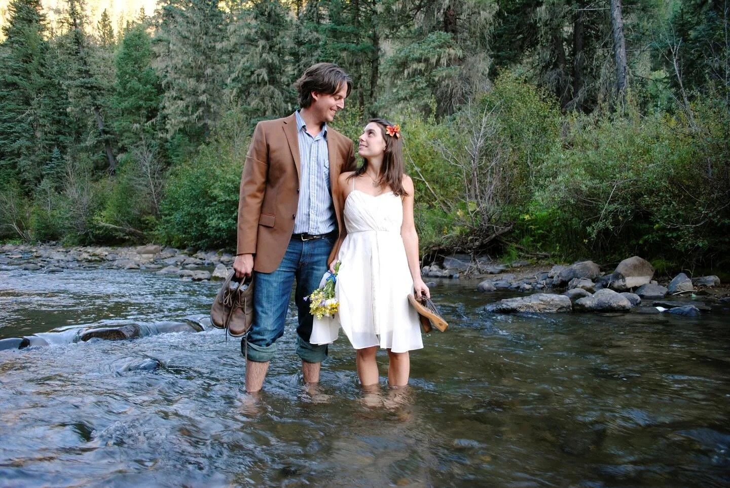 Lucky 13. 🌿☀️

That time we camped in the woods with ten people, crossed a river, and @everythingthatgrowsisagod married us on the other side. 

#weddinginthewoods