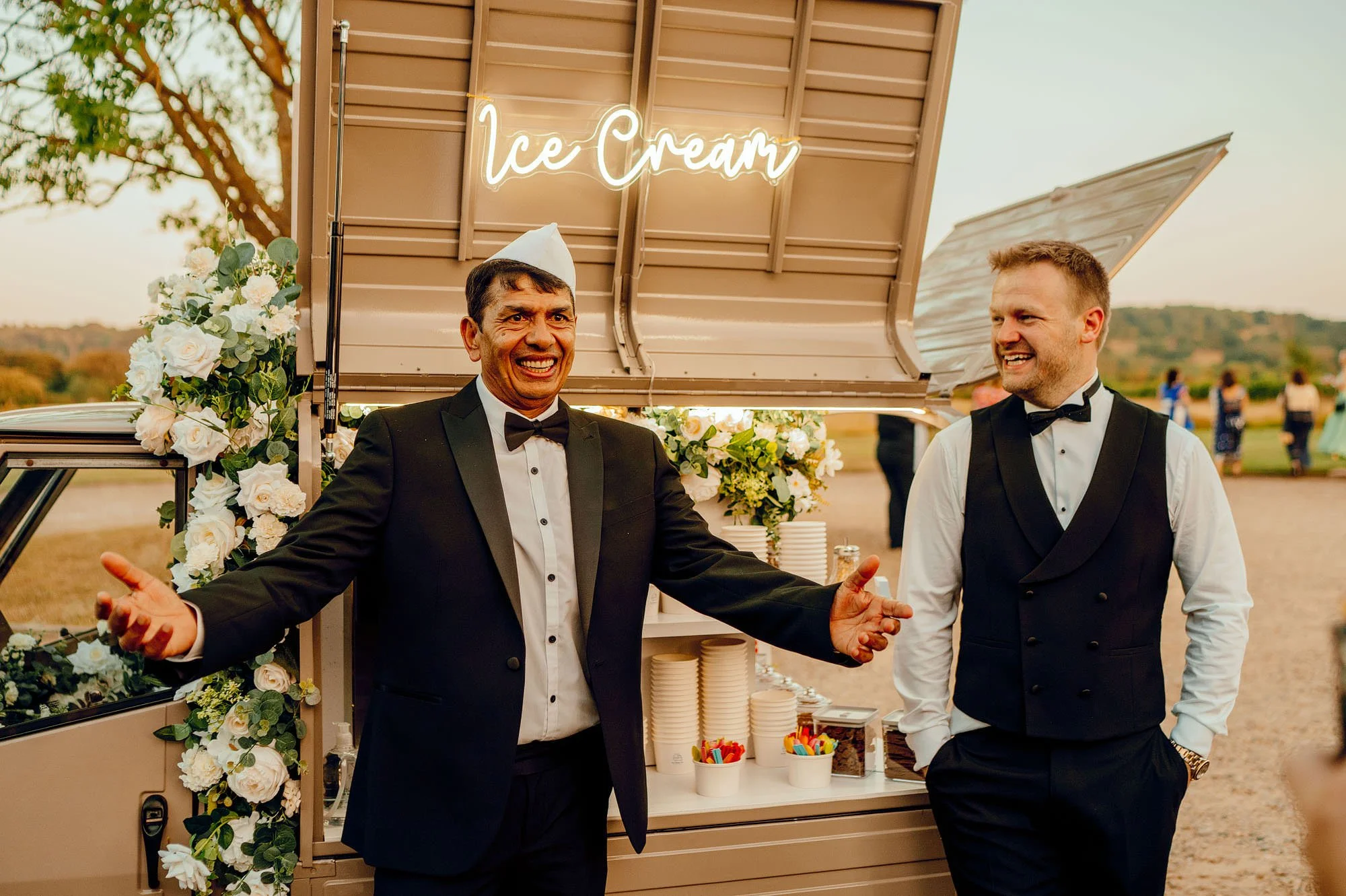 Ice cream cart hire tuk-tuk at a Yorkshire wedding