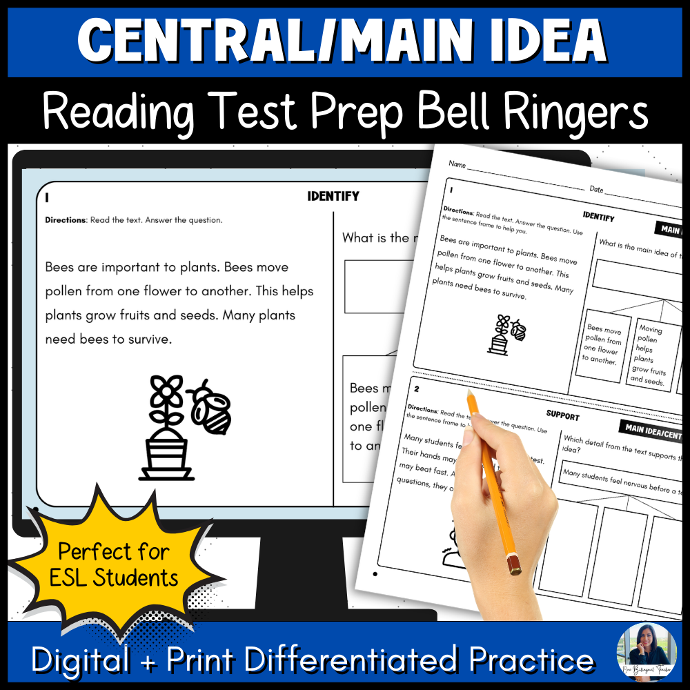 Free ESL main idea bell ringers differentiated beginning intermediate advanced