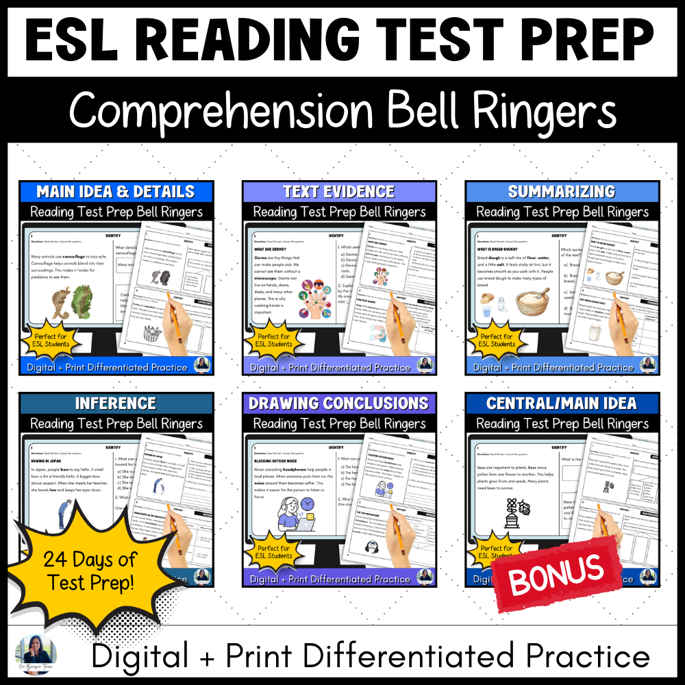 ESL test prep bell ringers bundle differentiated secondary students