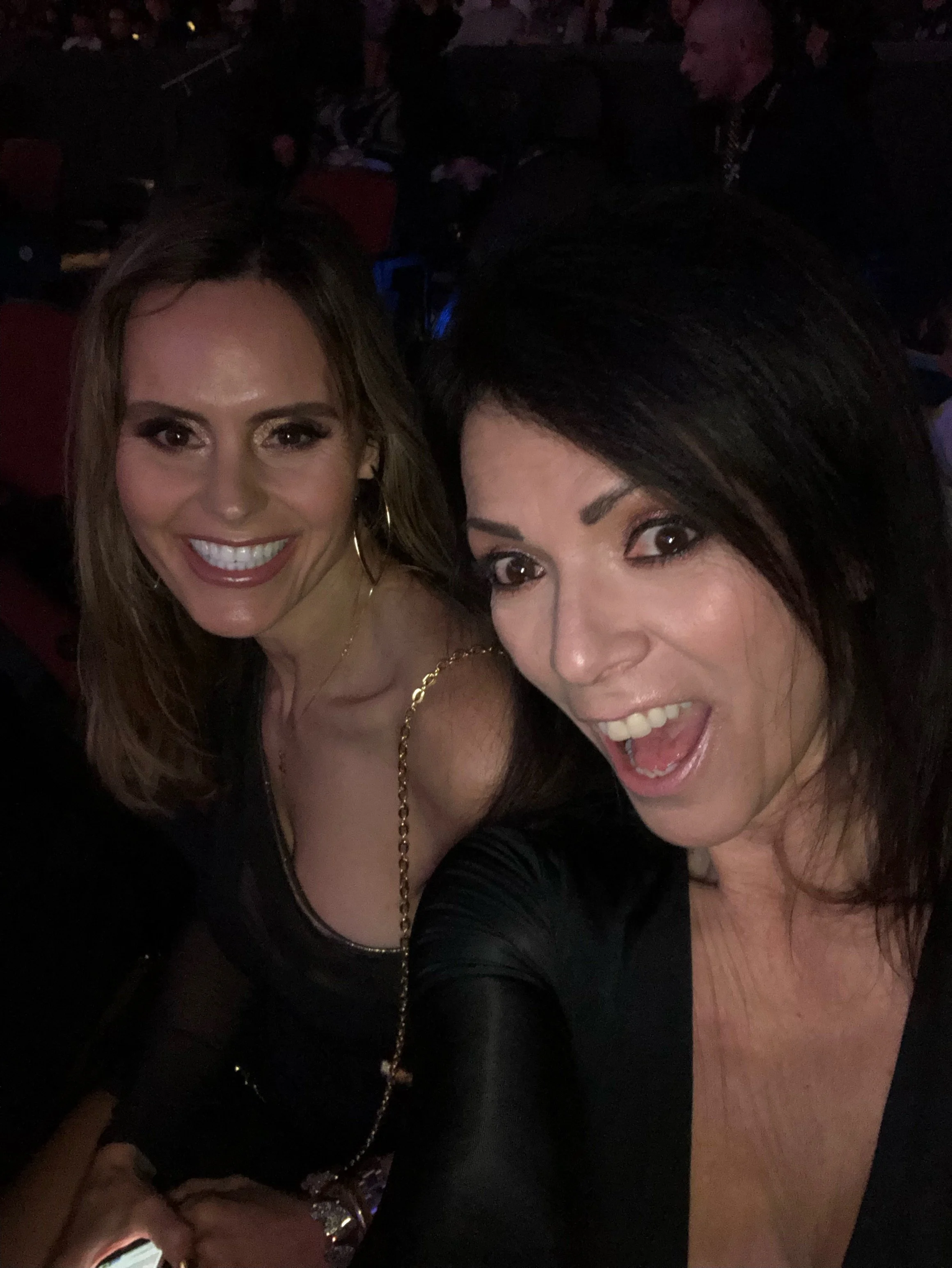 Waiting for the show to start: Timea Majorova, Sharon Bruneau
