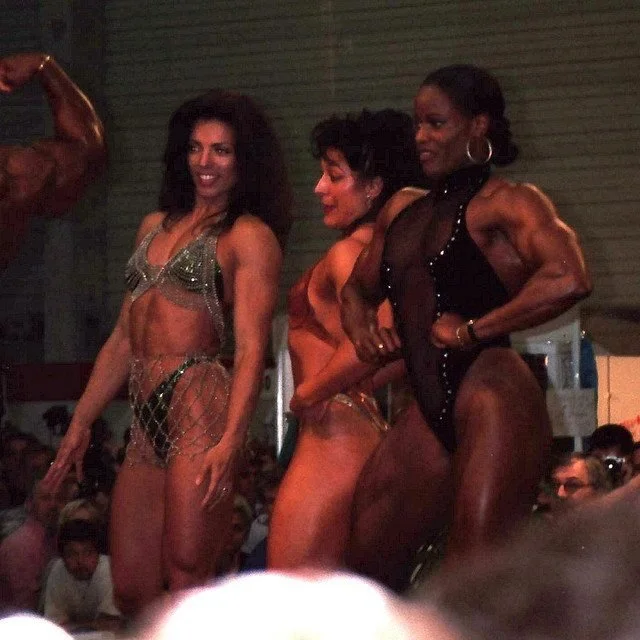 Can't see who but, we're checking someone out, and judging by our expressions ... must be pretty good!😂
Onstage at FIBO with fellow Bodybuilding Champions Leona Bergmann from the Netherlands (Juliette's Sister) and Yolanda Hughes U.S.A.