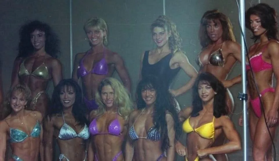 1995 Inaugural Ms Fitness Olympia
Saryn Muldrow, Mia Finnigan, Milamar Flores, Monica Brant, Carol Semple, Sharon Bruneau (far right in pink/red)
*could not remember some of the names. Apologies.
