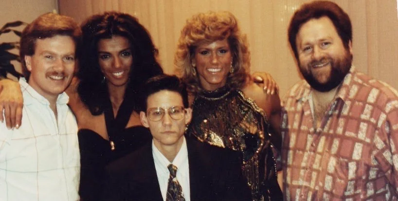 1992 Arnold's Classic/Ms. Internationals Banquet. 
My first Pro Show and what a great one it was. I placed 4th. and Shelley placed 6th.
Here celebrating with former MuscleMage photographer; Jim Amentler, can't remember the person in front of me, the 