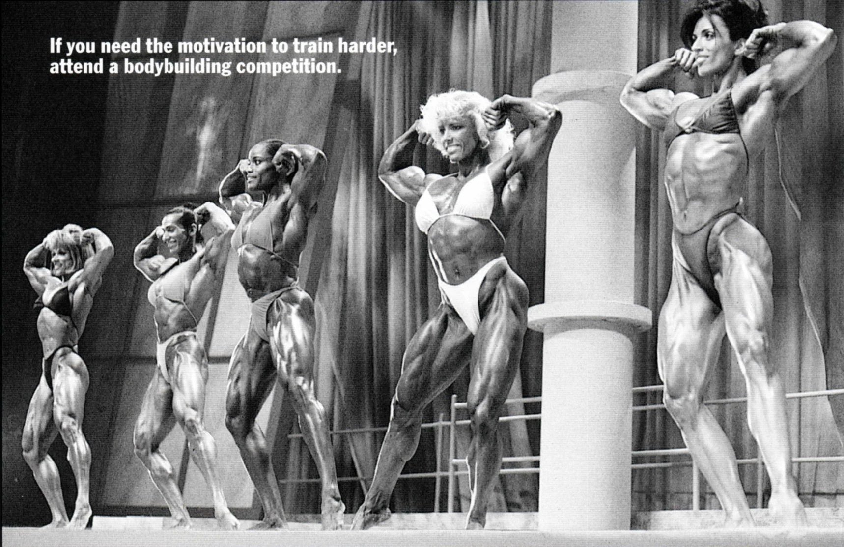 1993 Ms Olympia
Laura Creavalle, Marie Mahabir, Yolanda Hughes, Debbie Muggli, Sharon Bruneau