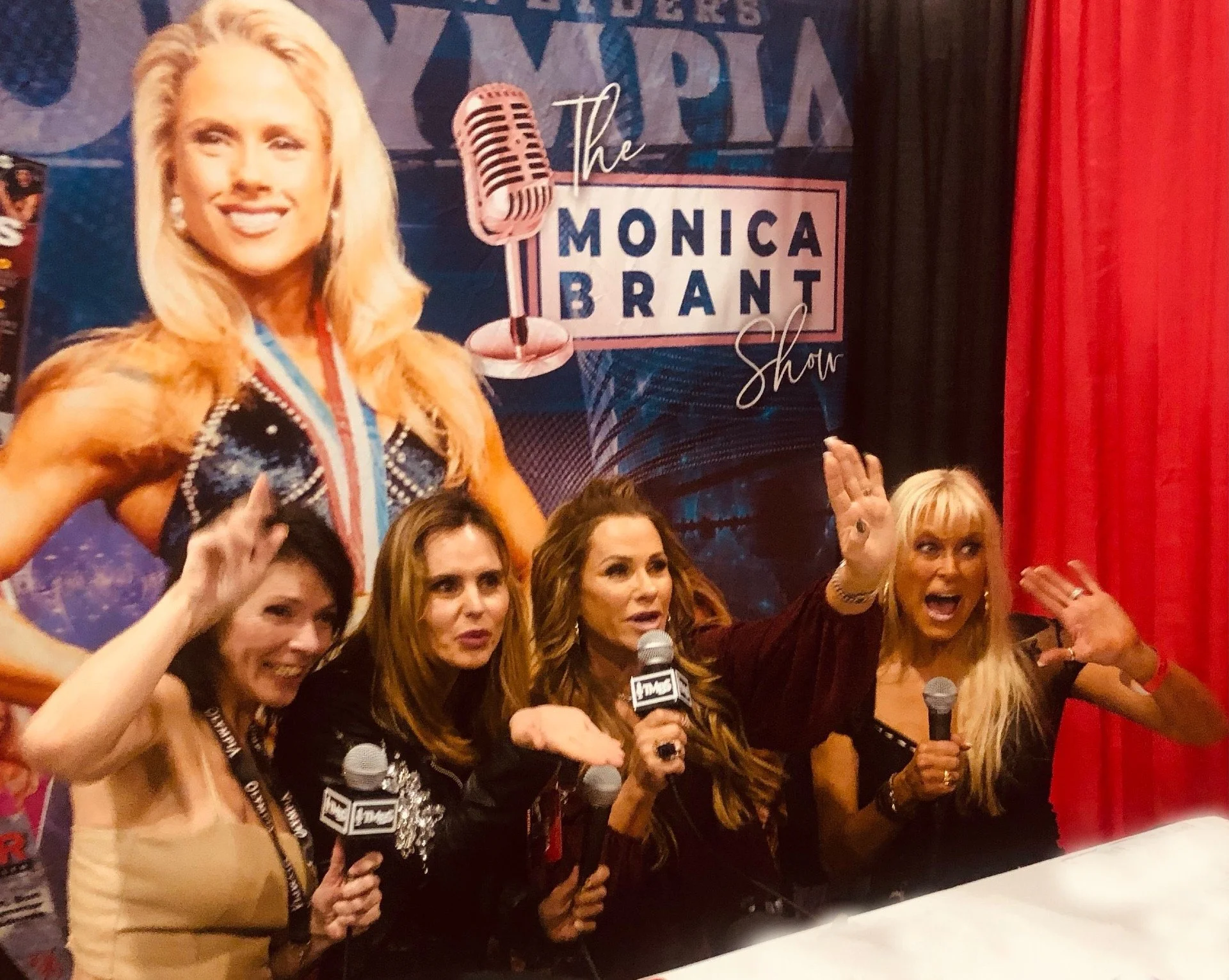 Girl talk Radio / Fitness Celebs at the Monica Brant Booth  ... Sharon Bruneau, Timea Majorova, Monica Brant, Kay Perry-Corbitt