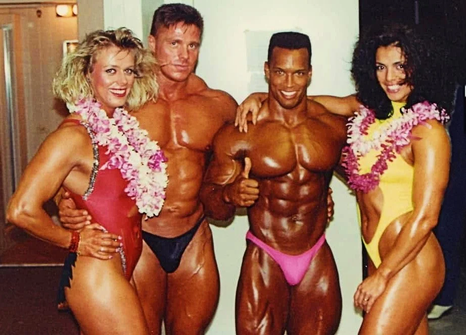 Hawaiian Island Classics Bodybuilding Competition.
Weider Athletes making an appearance in Honolulu.
Anja Schreiner, Achim Albrecht, Shawn Ray and Sharon Bruneau 
1992