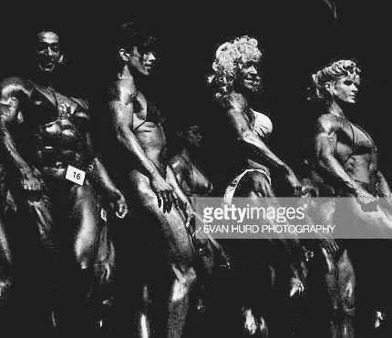 Love this. Getty Image of 1993 Ms Olympia
Marie Mahabir, Sharon Bruneau, Kim Chizevsky and Nikki Fuller