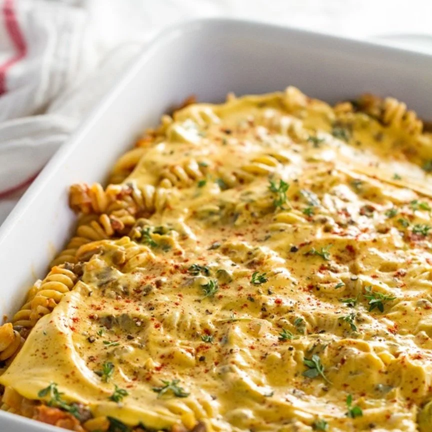 Cheesy Lentil Bolognese Casserole