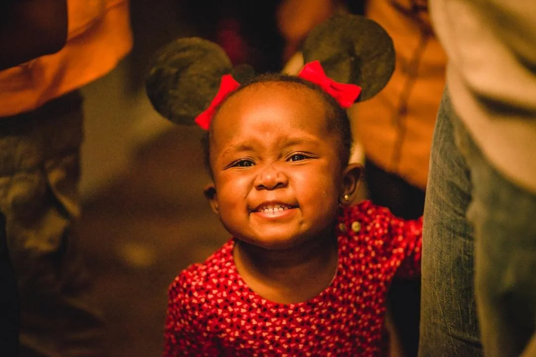 A young girl at a birthday party