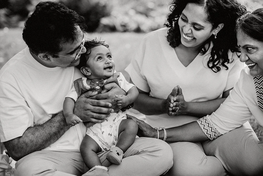 Family picnic in high park toronto black and white film photo