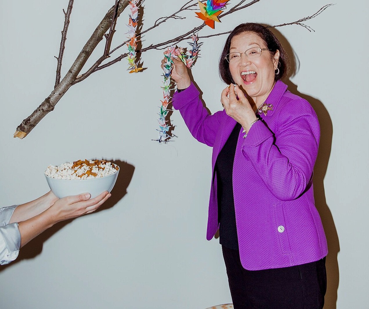 Sen. Mazie Hirono (D-Hawaii) enjoys a bowl of mochi crunch.