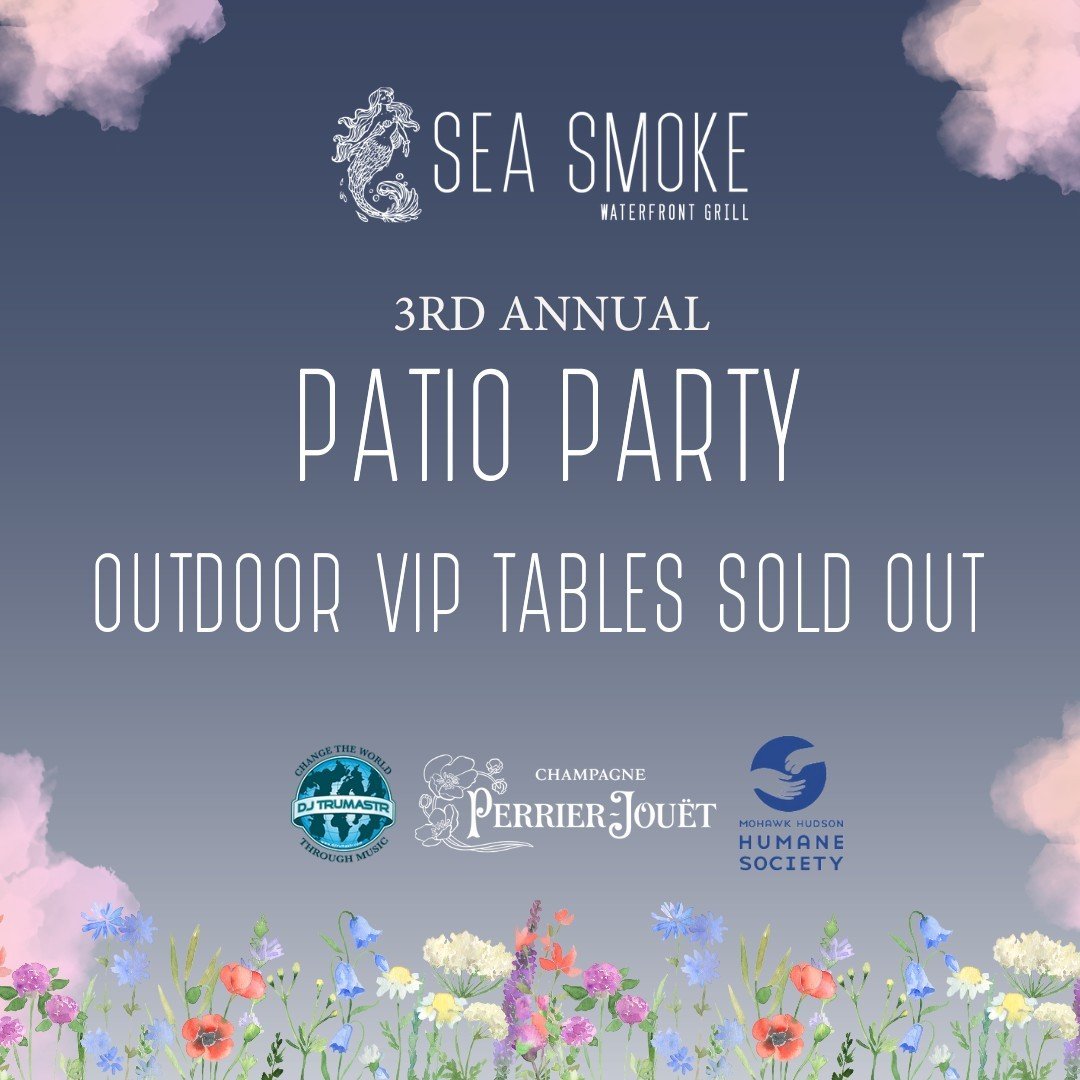 Our outdoor VIP tables are now sold out for our 3rd Annual Patio Party on Thursday 5/23! Indoor VIP tables and regular tickets are still available. Tag a friend below and book those tickets before we sell out! 🧜&zwj;♀️

#seasmoke #seasmokewaterfront
