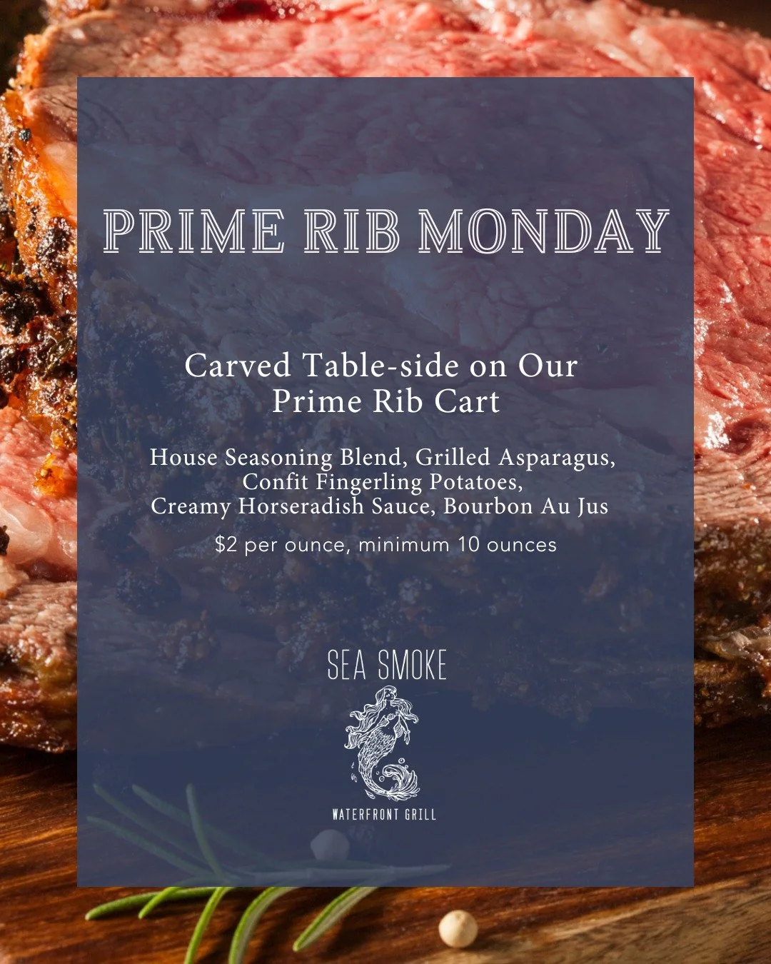 Prime Rib Mondays are back and better than ever! Join us every Monday for table-side carved prime rib served with all the fixings you love.

It's the perfect way to start your week! 🥩