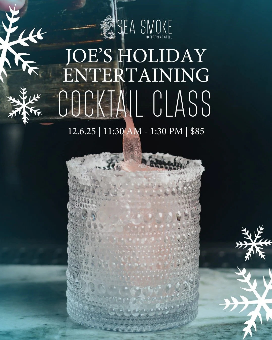 Sip, stir, and celebrate the season with us! 🎄

Join us on Saturday, December 6th from 11:30 AM to 1:30 PM for a Holiday Cocktail Class led by our master mixologist, Joe!

Enjoy a festive brunch station, then roll up your sleeves for a hands-on mixo
